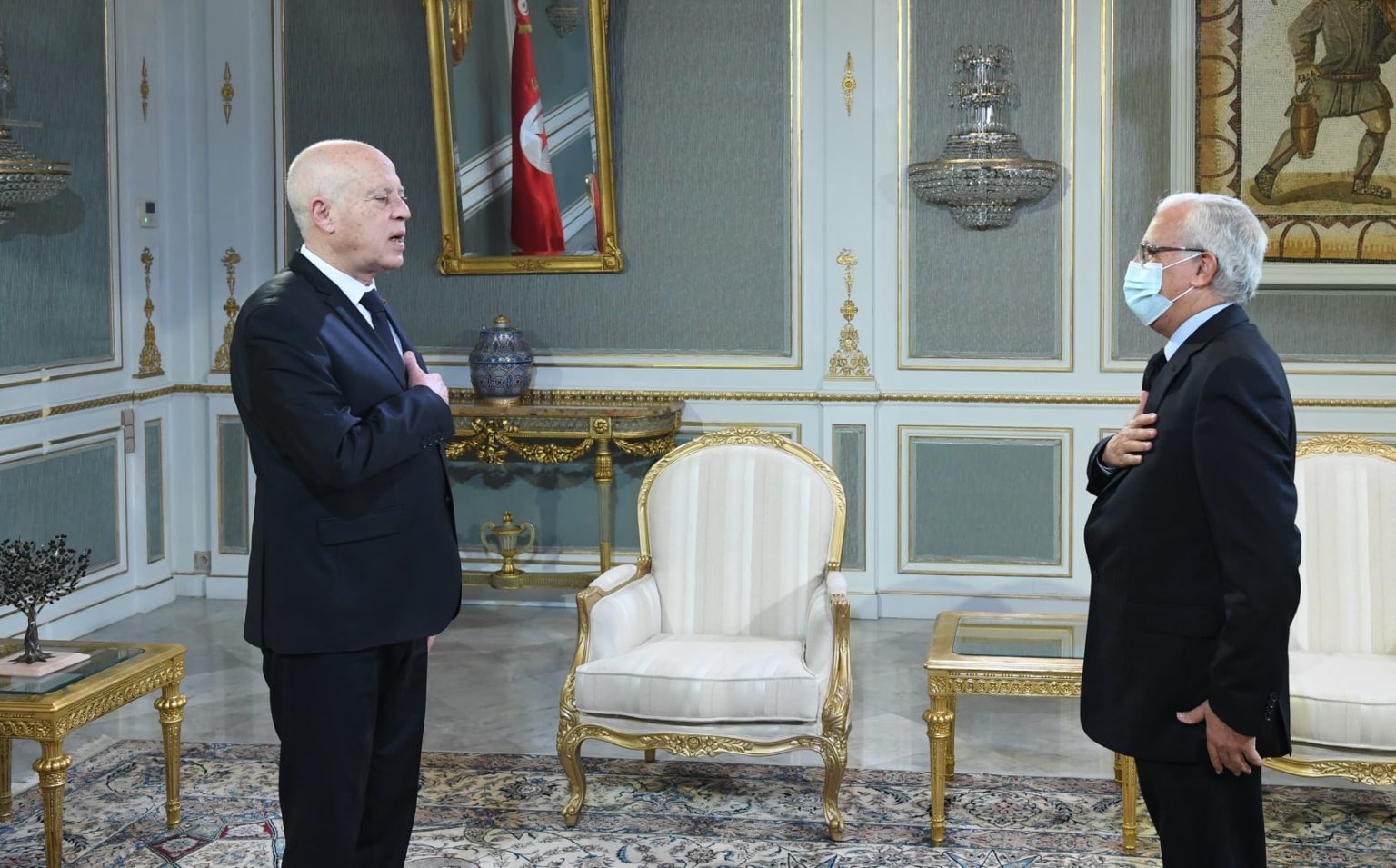 Kaïs Saïed s’entretient avec le président du Centre de la Ligue des Etats arabes à Tunis kaies saied